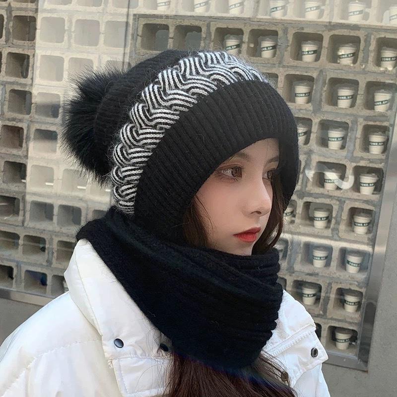Hat Men's Winter Windproof, Cold-proof and Warm Wool Knitted Hat Super Thick Thickened Piled Headhat Big Head Circumference