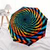 Colorful Spiral Patterned Stained Glass Window Panel Umbrella, Cute Umbrella with Cute Design, Portable 3-Fold Compact Umbrella for Men & Women, Valen