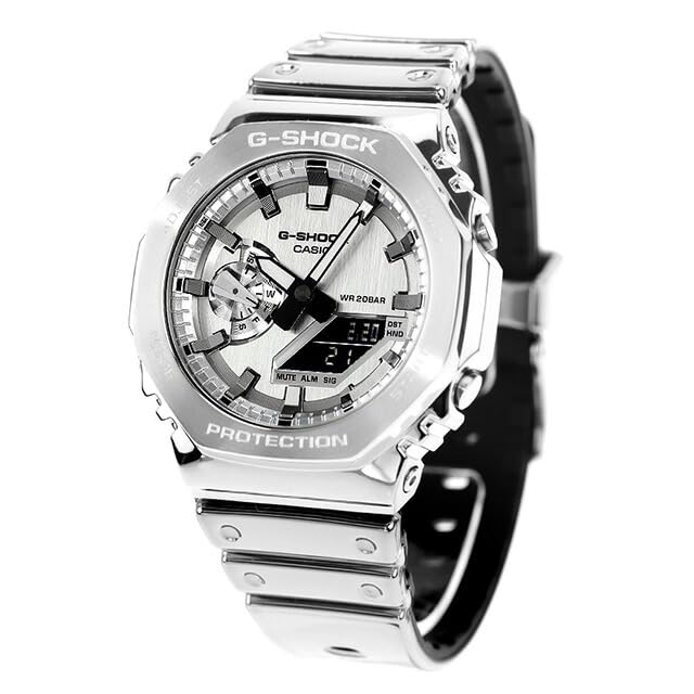 CASIO G-Shock GM-2100YM-8A Fine Metallic Series Analog-Digital 2100 Quartz Men's Watch Silver