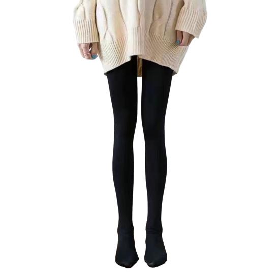 Damen Winterstrumpfhose, elastisch, mit Plüsch gefüttert, einfarbig, mittlere Taille, hält warm, kurzer Rock, Kleid, passende Leggings