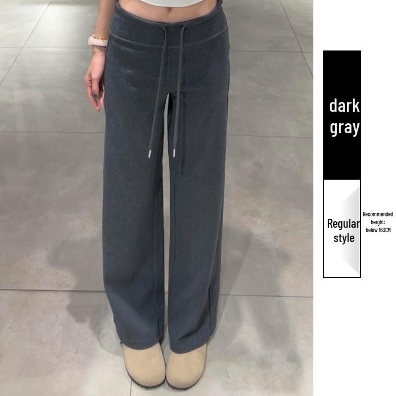 Women s Dark Blue Wide-Leg Sweatpants: Loose, High-Waist, Slimming Design for Spring & Autumn 2026. XL