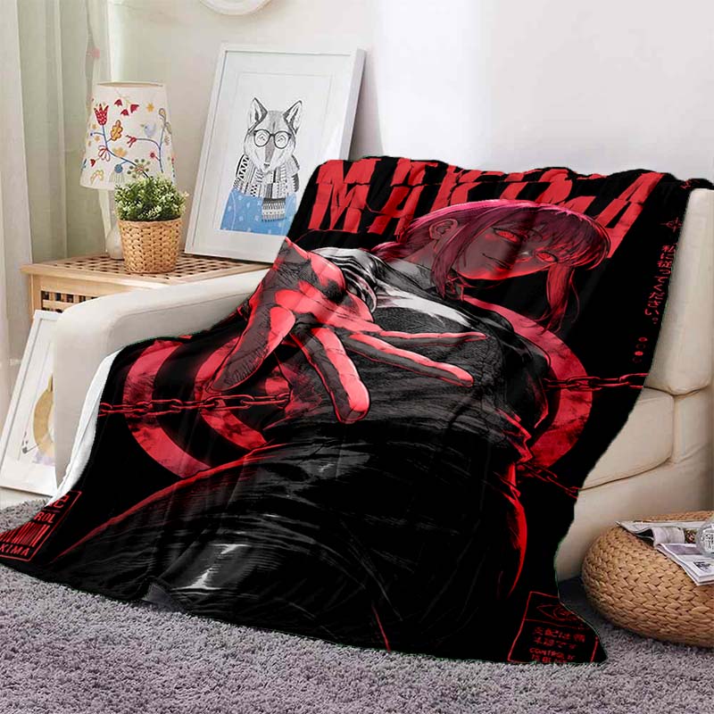 Chainsaw Man Anime Character Print Flannel Blanket Ultra Soft Warm Throw For Couch Bedroom Living Room Indoor Home Decor Gift
