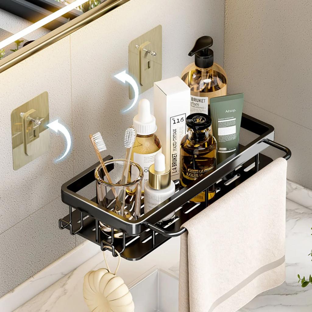 Bathroom Shelf No Drill Wall Mounted Shampoo Bottle Shower Corner Rack Toilet Storage Rack Aluminum Bathroom Kitchen Acssories