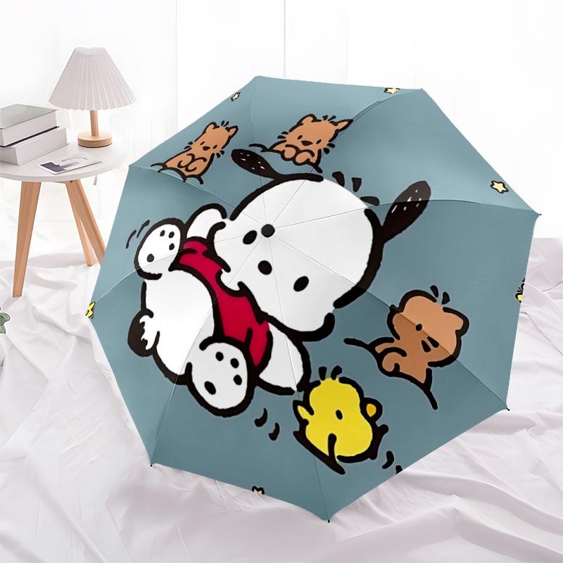 1PC Pachacco, Sanrio Pattern Automatic Folding Umbrella, Portable Collapsible Design, Casual Outdoor Accessory, For All Seasons, Christmas Birthday Fe