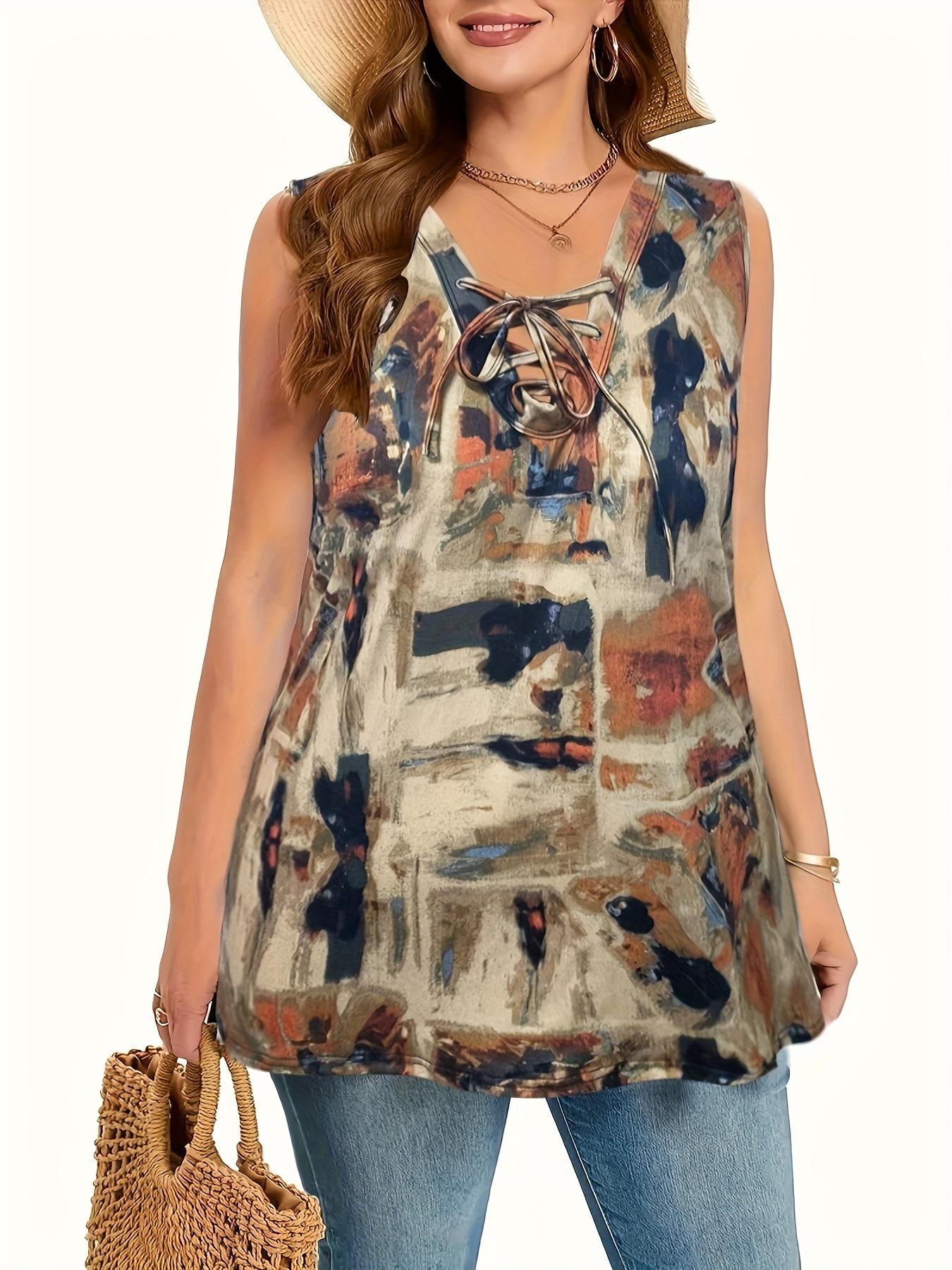 

Plus Size Retro Distressed Sleeveless Vest - Perfect for Vacations & Outings. 3XL земля жовтий колір
