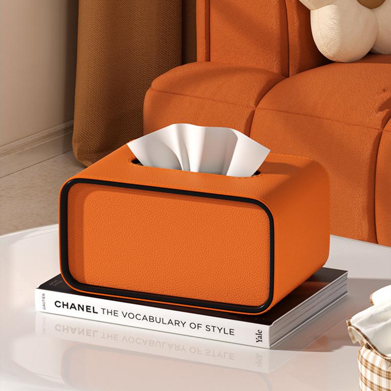 Leather Tissue Box with Storage Rack and Home Decoration Paper Rack, Suitable for Office Desks, Countertops, Bedside Tables, Etc