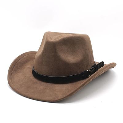 Top Hat Ethnic Style Western Cowboy Top Hat Rolled Brim Vintage Riding Hat Wool Felt Hat