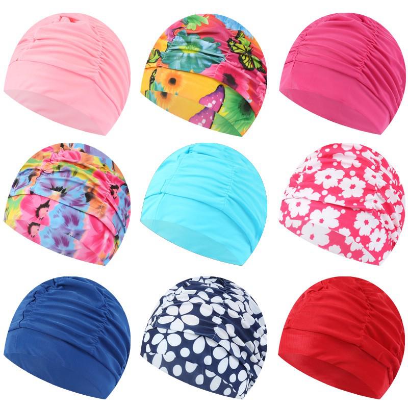 Adult Unisex Large Waterproof Swim Cap with Ear Protection - Fashionable Pleated Design, Comfortable and Non-Tightening.