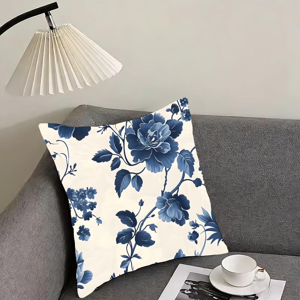Blue Pattern Hot Cushion Cover Pillowcase Ultra Soft Skin Friendly Fabric Cloud Like Comfort  Concealed Zipper