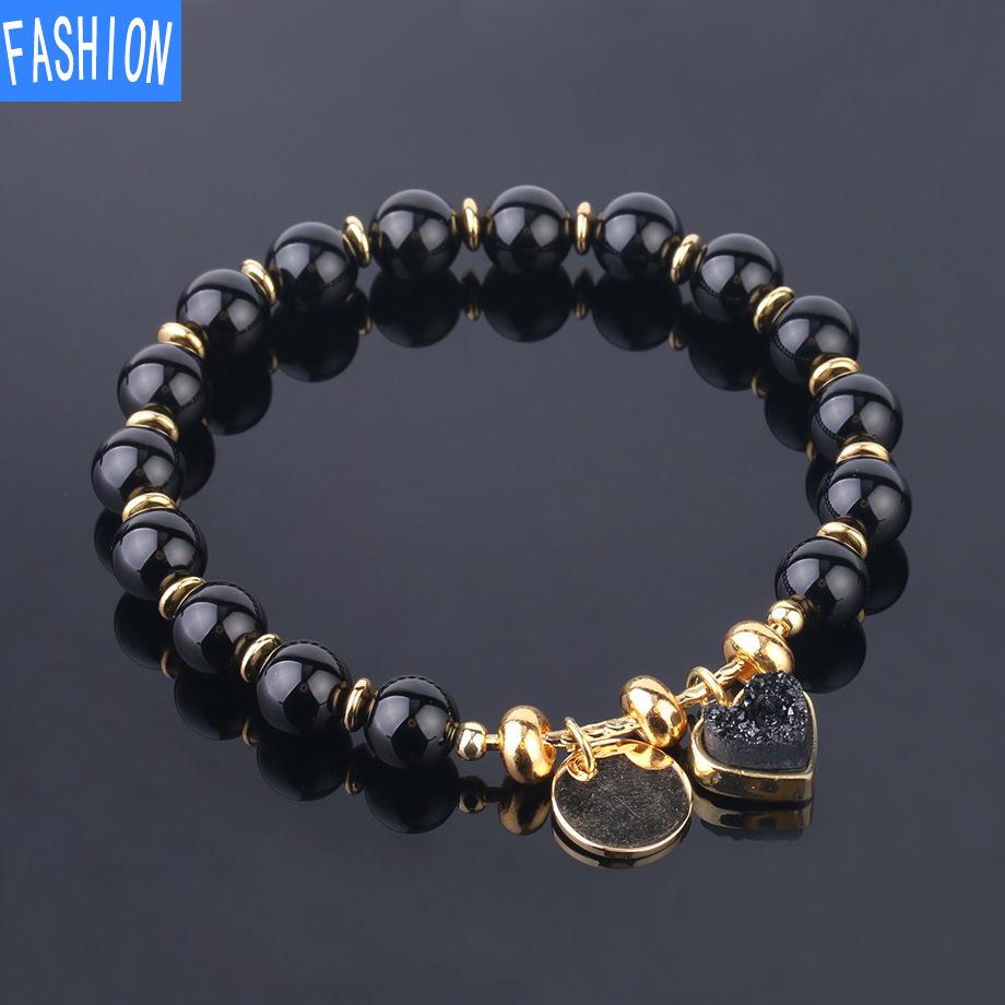 

Натуральный хрустальный бутон, хрустальный кластер, подвеска «Любовь», натуральный кварцевый жемчуг, браслеты для женщин Black-Agate