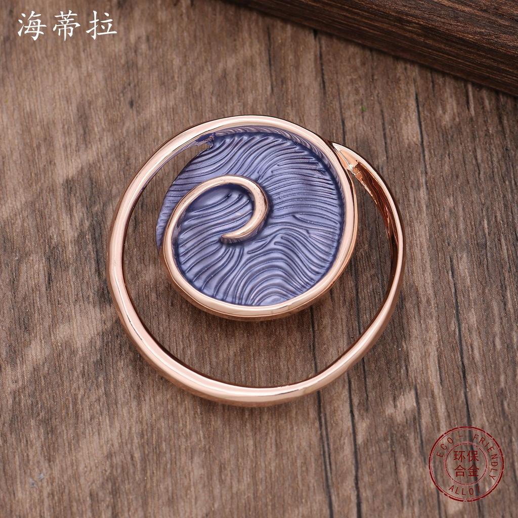 New geometric hollow enamel flower magnetic brooch, fashionable high-end multi-functional women's brooch