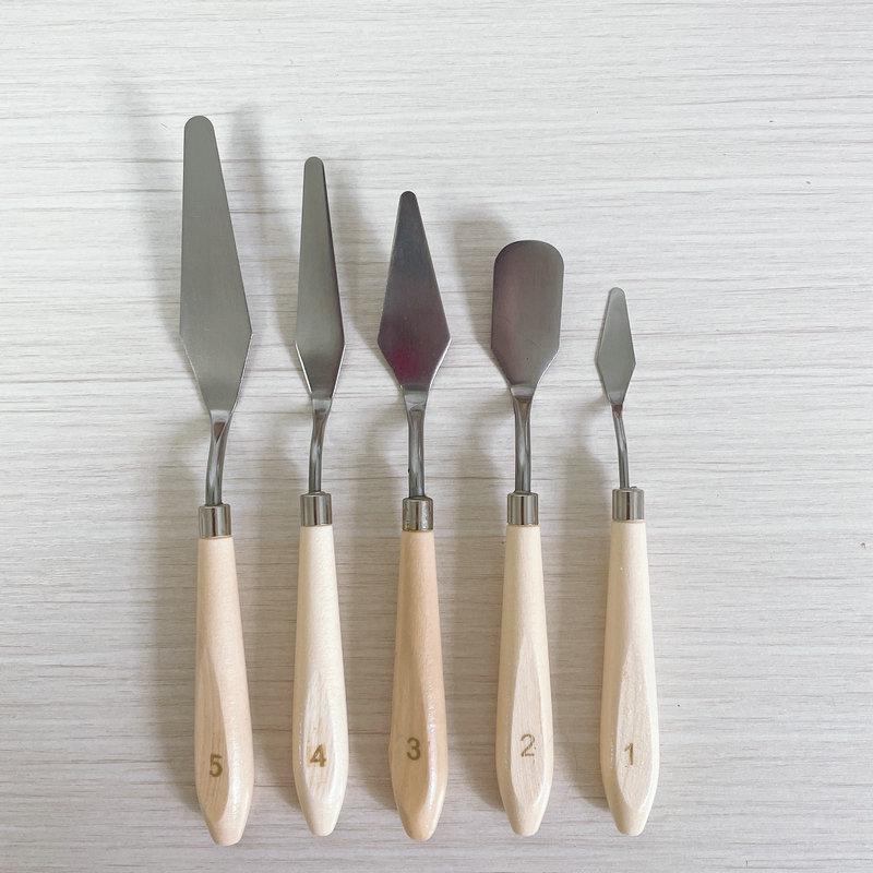 Wooden Handle Stainless Steel Painting Palette Knife Set - Art Supplies for Oil Painting