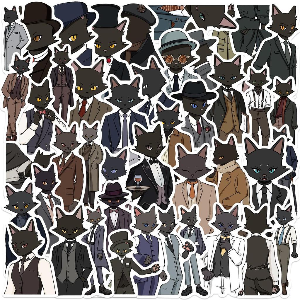 Niedliche Katze Cartoon Graffiti Aufkleber: Wasserdichte DIY Dekorationen für Notizbücher & Koffer