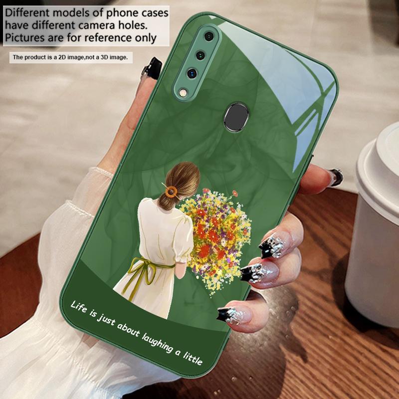 The girl holding flowers For Samsung A73 72 71 A70 56 55 54 A53 52 51 50 42 A35 A34 33 32 31 26 25 24 23 22 30 glass phone case