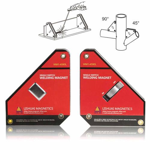LISHUAI Powerful Single Switch Neodymium Welding Magnet Holder On/Off Switch Magnetic Clamp/Magnetic Square 45/90 Degrees Large Size WM1-4590L