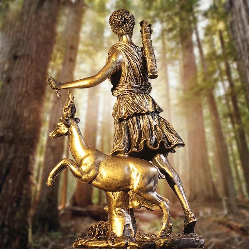 Goddess of The Moon Statue Crescent Moon Greek Roman Mythology Selene Luna Resin Sculpture for Home Altar Witchy Celestial Decor