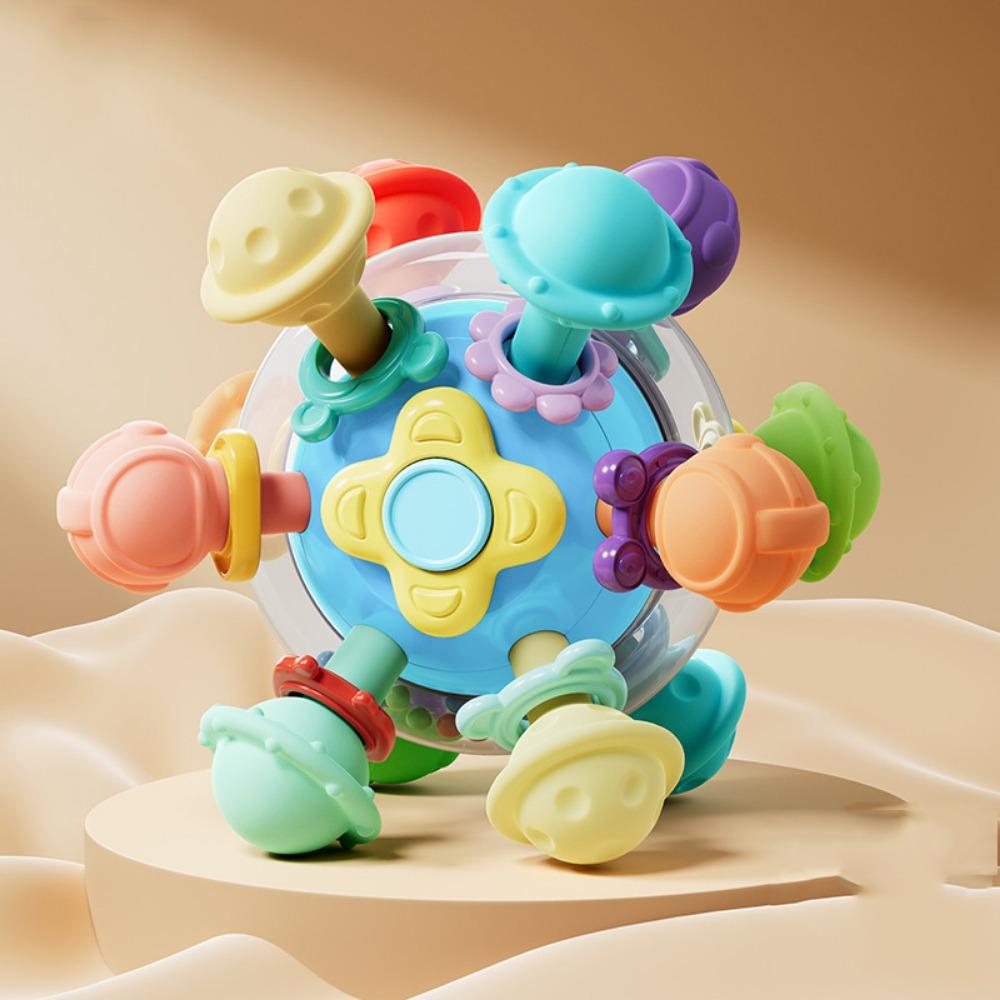

Colorful Baby Rattles Toys Food Grade Multi-Sensory Baby Toy Sensory Chew Toys Grasping Activities синий