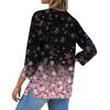 Damska Codzienna Modna V-dekolt Luźna Wszechstronna Kwiatowy Wzór Rękawy Trzyczwarte