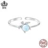 Avle S925 Sterlingové stříbro Modrá želva Nastavitelný prsten pro ženy