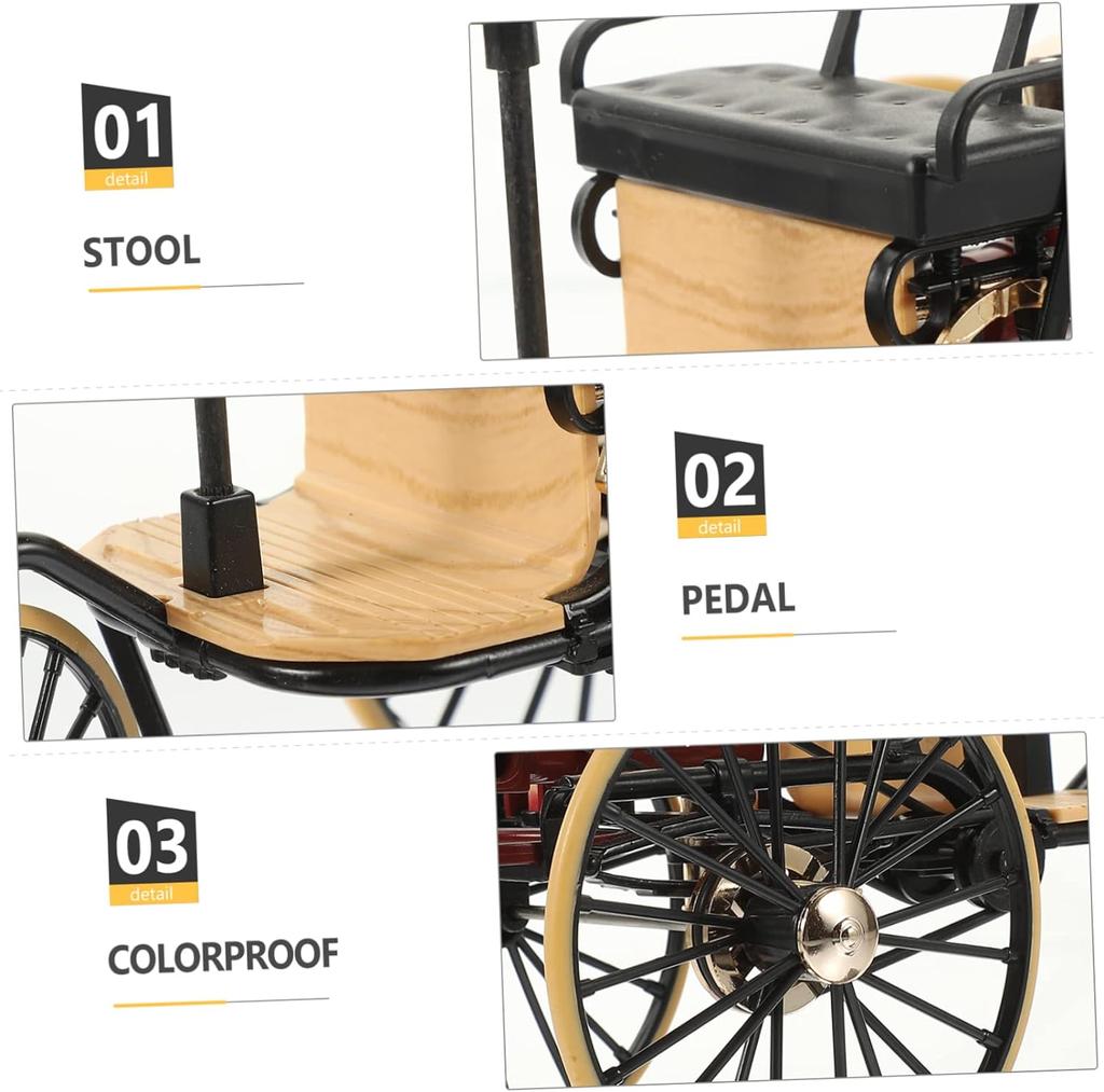 1/12 Scale High Simulation Retro Cycle Rickshaw Model Beautiful Easy Assembly Vintage Bike Model Mini Tricycle Decoration for Home