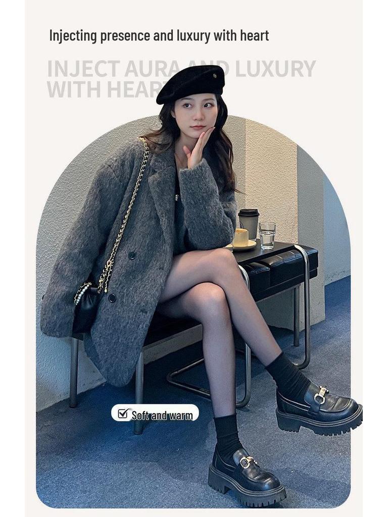 New 2026 Women's Grey Woolen Coat - Trendy, Thickened Short Jacket for Autumn/Winter