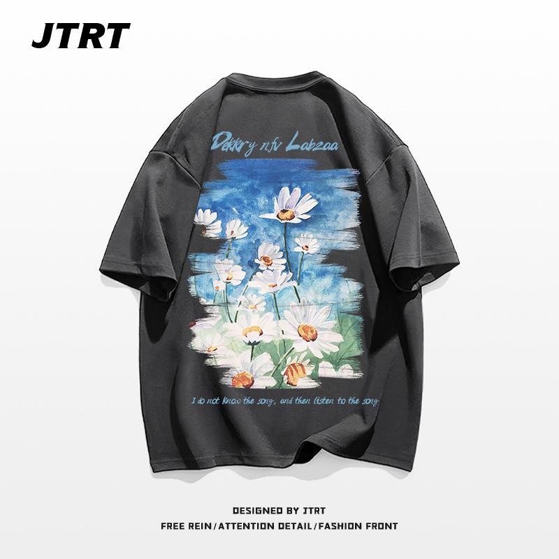 

Amy Rata Daisy Картина маслом с принтом и короткими рукавами Графическая футболка унисекс, летняя новинка, белый хлопковый топ для пар, одежда унисекс большого размера 3XL