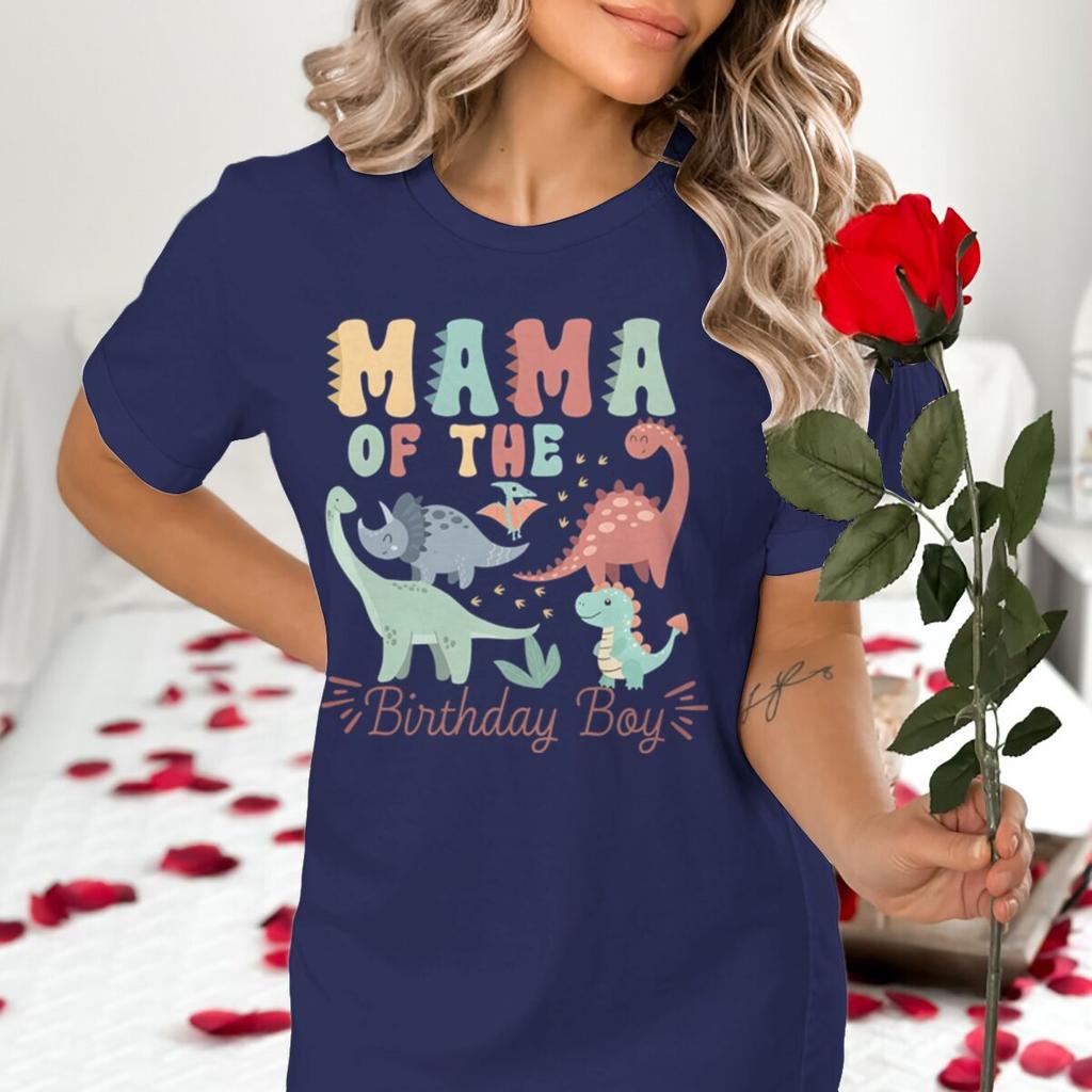 MamaDad of The Birthday Boy Print Couple Matching Tshirt Cartoon Dinosaur Papa Mon Valentines Day Streetwear Lovers Gifts