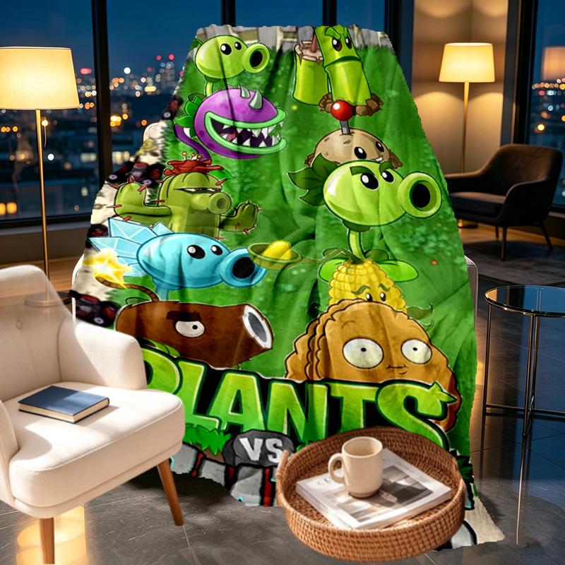 Plants vs. Zombies Print Blanket - Soft & Comfortable, for Bedroom, Travel, Sofa, Home Decoration - Birthday Christmas Gift for Friend