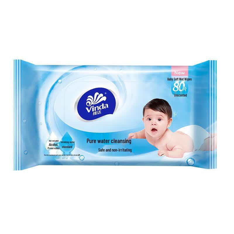 Vinda Hypoallergenic Baby Hand & Mouth Wipes, 80 Sheets