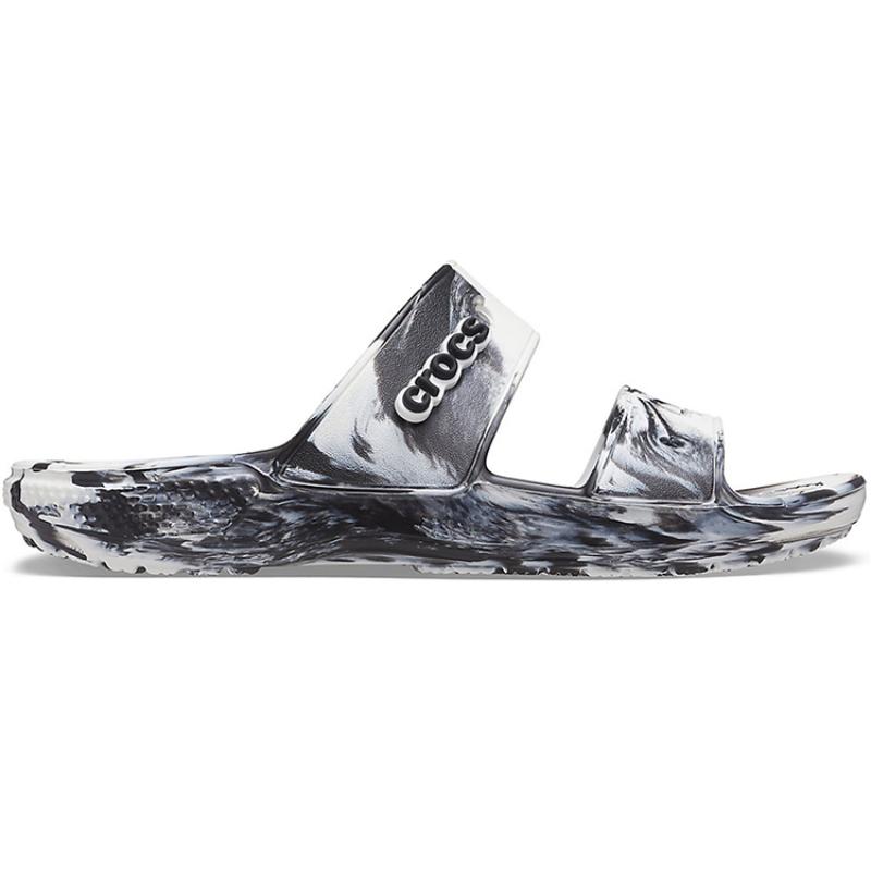 Crocs Classic Clog Marble Beach Sports Slippers Unisex White Black