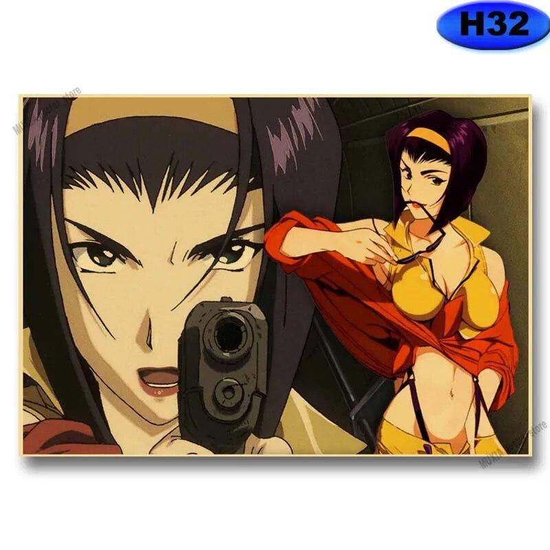 Vintage Cowboy Bebop Posters and Prints Kraft Paper Anime Poster DIY Wall Art Decor Home Room Bar Painting Gift