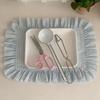 Minimalist Stripe Ruffle Placemat Coffee Table Mat, Baking Food Photography Napkin Home Desktop Decoration