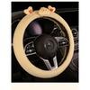 Car Steering Wheel Cover Summer Cartoon Cute Bear Short Plush Women's Steering Wheel Cover Universal for All Seasons Non-Slip and Warm