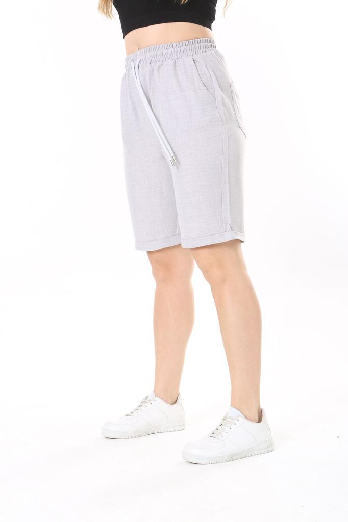 Damskie modne duże szorty i bermudy, podwójne nogawki, lniane szorty w dużych rozmiarach