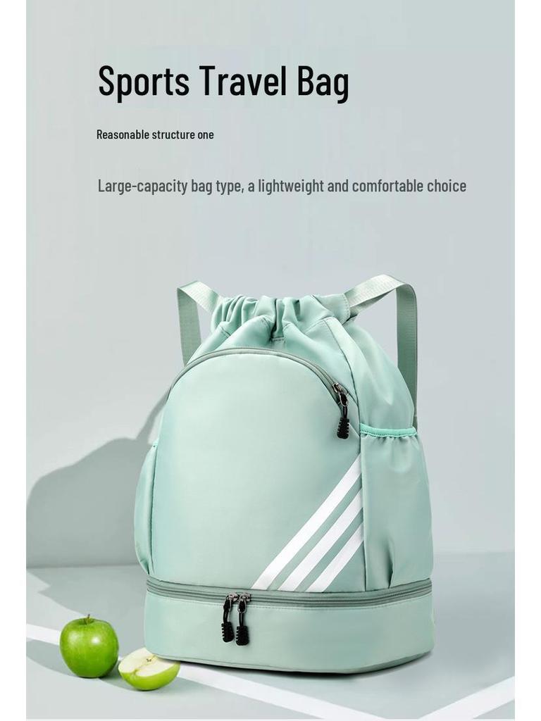 Women's Large Capacity Sports Drawstring Backpack with Shoe Compartment - Ideal for Basketball, Football, and Gym Use