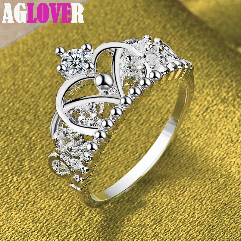 925 sterling sølv krone AAA sirkon ring smykker