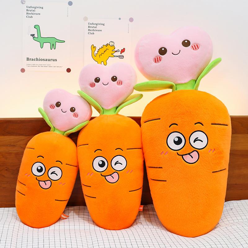 Carrot Throw Pillow, Fruit Plush Toy Flower Heart, Radish Pillow, Soothing Doll To Sleep, Leg Doll