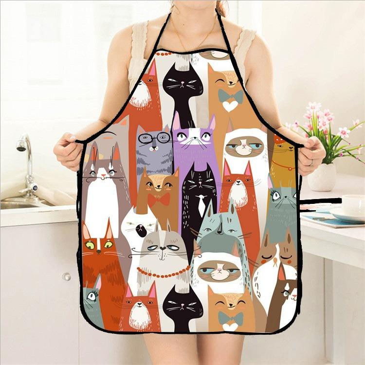 Cute Pet Theme Apron, Waterproof & Stain-Resistant, Sleeveless Apron for Kitchen, Restaurant & Farm Stay