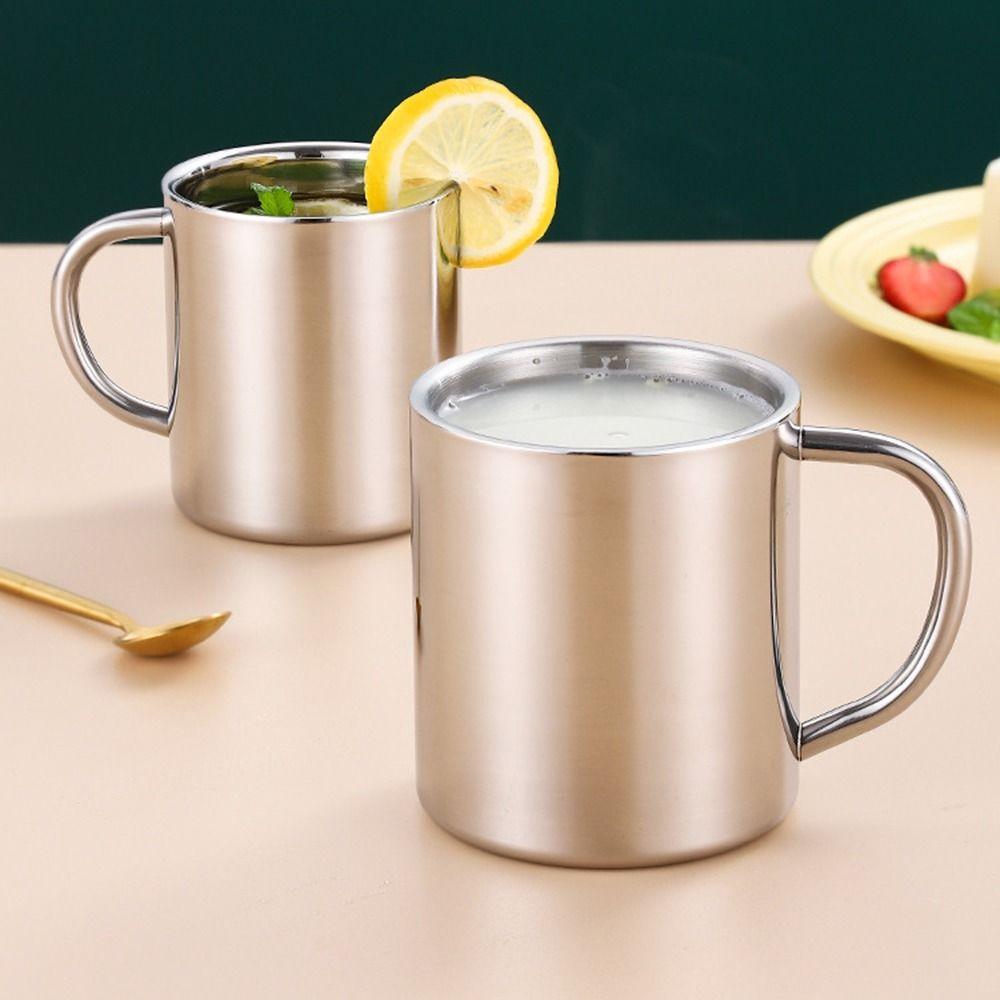 Premium Edelstahl Kaffeebecher Bruchsicher Doppelwandig Reisebecher Krug Langlebiger Griff Trinkwasserbecher Outdoor