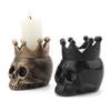 Halloween Crown Skull Candle Holder Votive Tealight Candle Stand Living Room Bathroom Candlestick Decoration Table Centerpiece Ornament