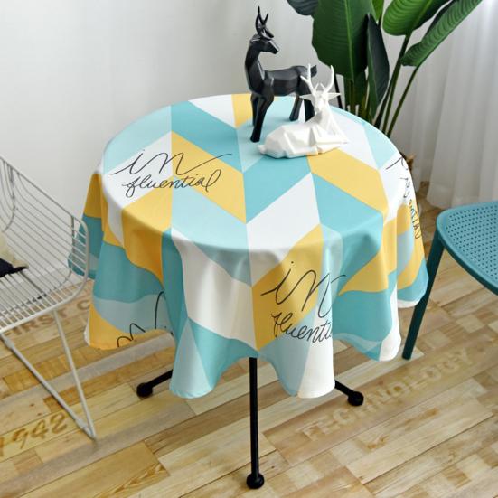 Tablecloth Nordic Style Plaid Print Round Shape Tablecloth Wrinkle Resistant Spill Proof Smooth Winter Table Cover Home Decor