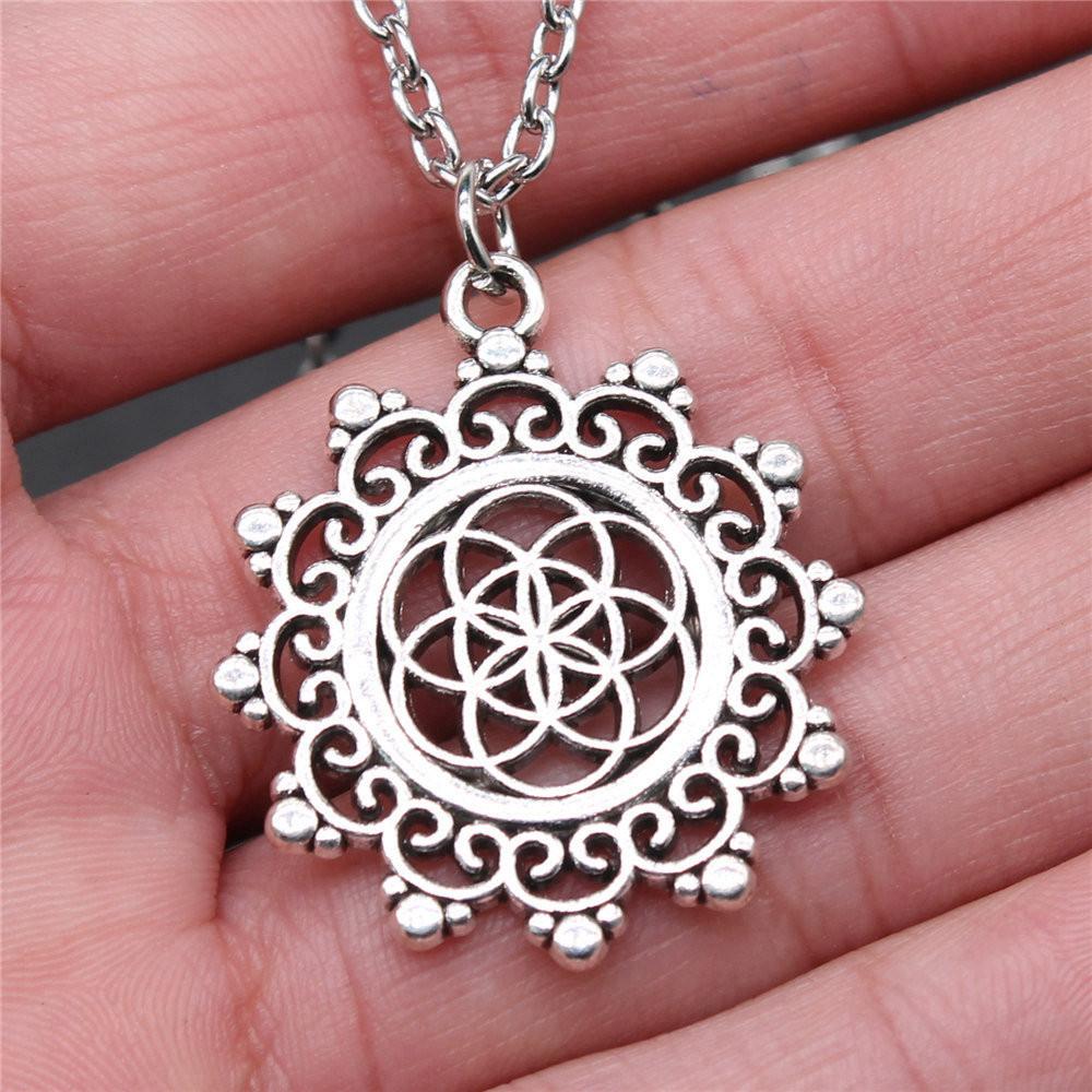 Flower Of Life 45cm Or 70cm Long Chain Necklace Women Jewelry New Year's Day Bohemian Cheapest Items