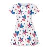 Summer Casual Loose Print Sweet Girl Short-sleeved Princess Independence Day Dress