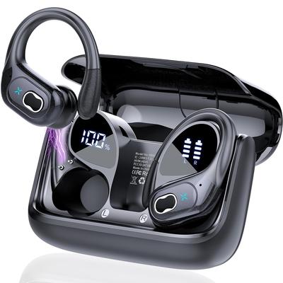 Bluetooth Headphones Wireless Earbuds 5.4 Sports Earphone 75H Playtime IPX7 Waterproof LED Power Display Over Ear Buds Deep Bass
