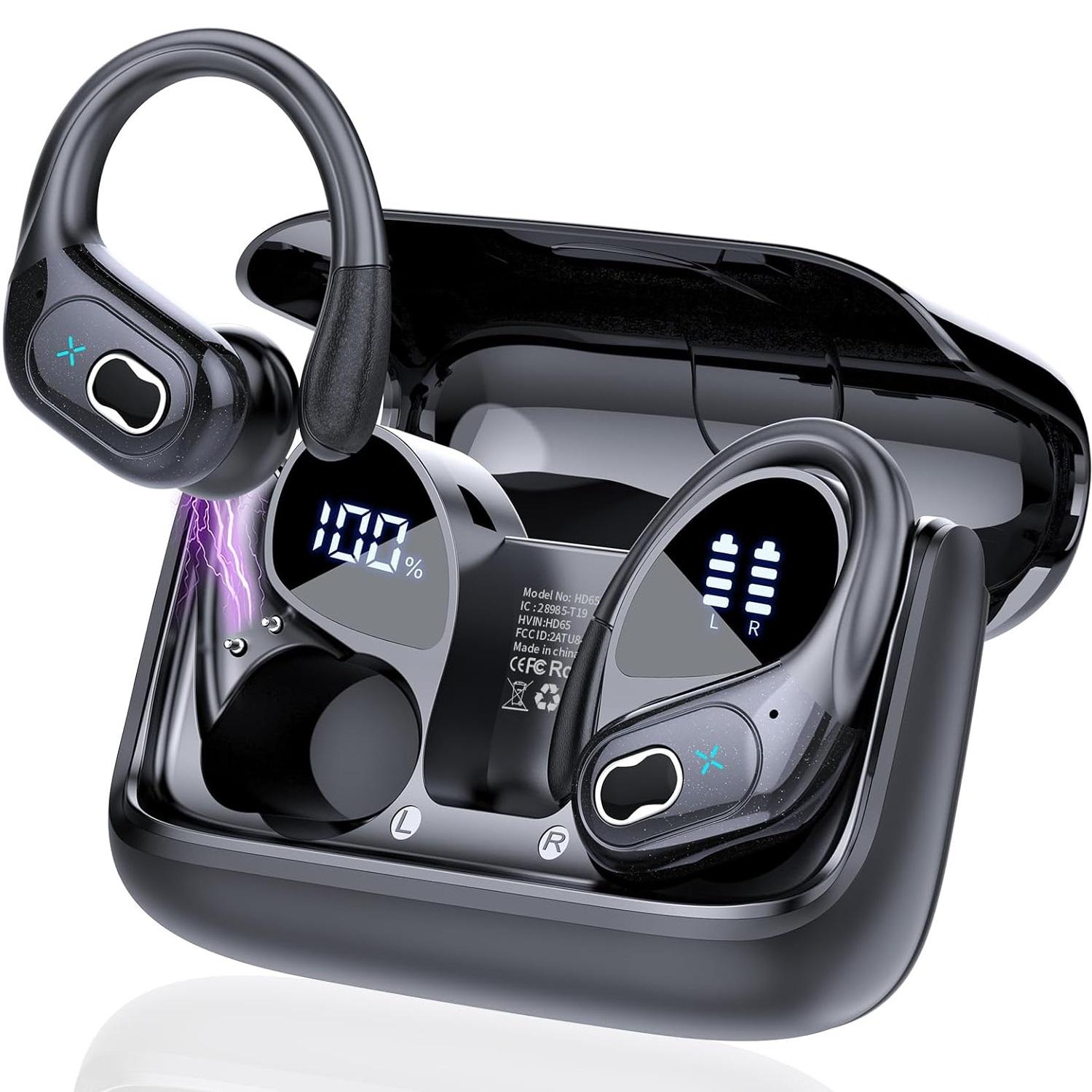 

Оригинальные наушники HD65 TWS Bluetooth V5.4 Беспроводные наушники со светодиодным цифровым дисплеем Шумоподавление Водонепроницаемая гарнитура Новые чёрный