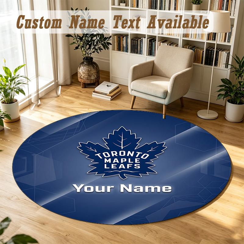 Round Rug Custom NameToronto Maple Leafs Pattern Non Slip Carpet Home Floor Decor
