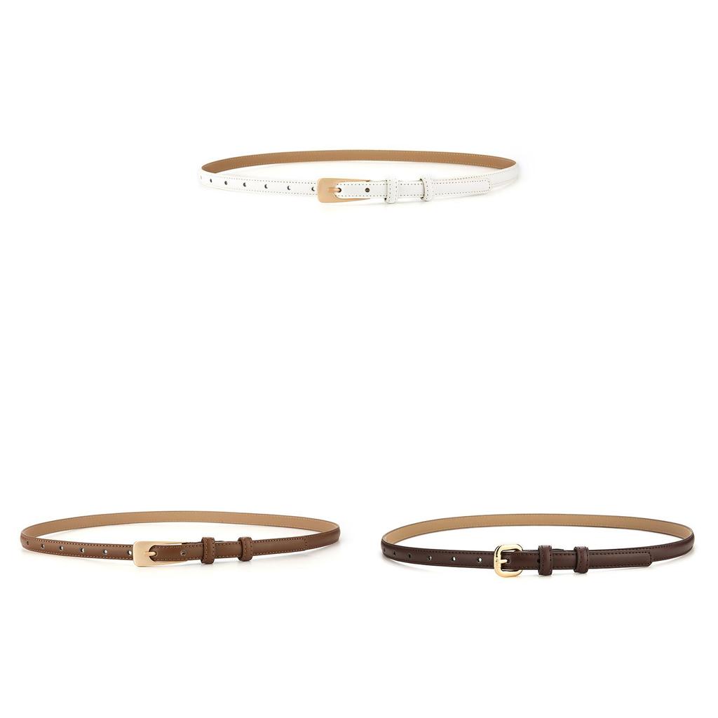 Womens Genuine Leather Slim Waist Belt For Dresses And Shirts With Metal Buckle For Casual Or Office Wear