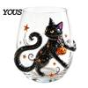 Exquisite Holiday Gifts for Friends Halloween 3D Embossed Glass, Pumpkin Ghost Spider Web Painted Tumbler, Stylish Party Drinkware Accessories