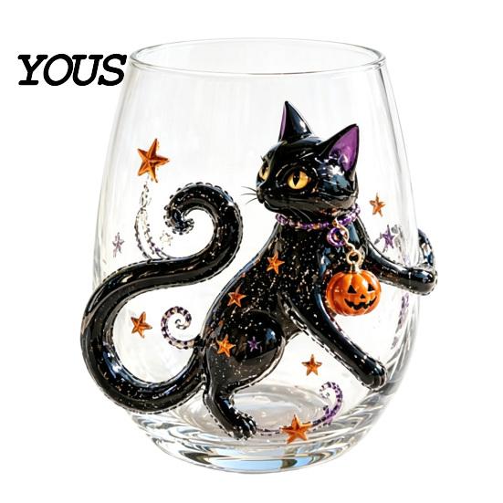 Exquisite Holiday Gifts for Friends Halloween 3D Embossed Glass, Pumpkin Ghost Spider Web Painted Tumbler, Stylish Party Drinkware Accessories