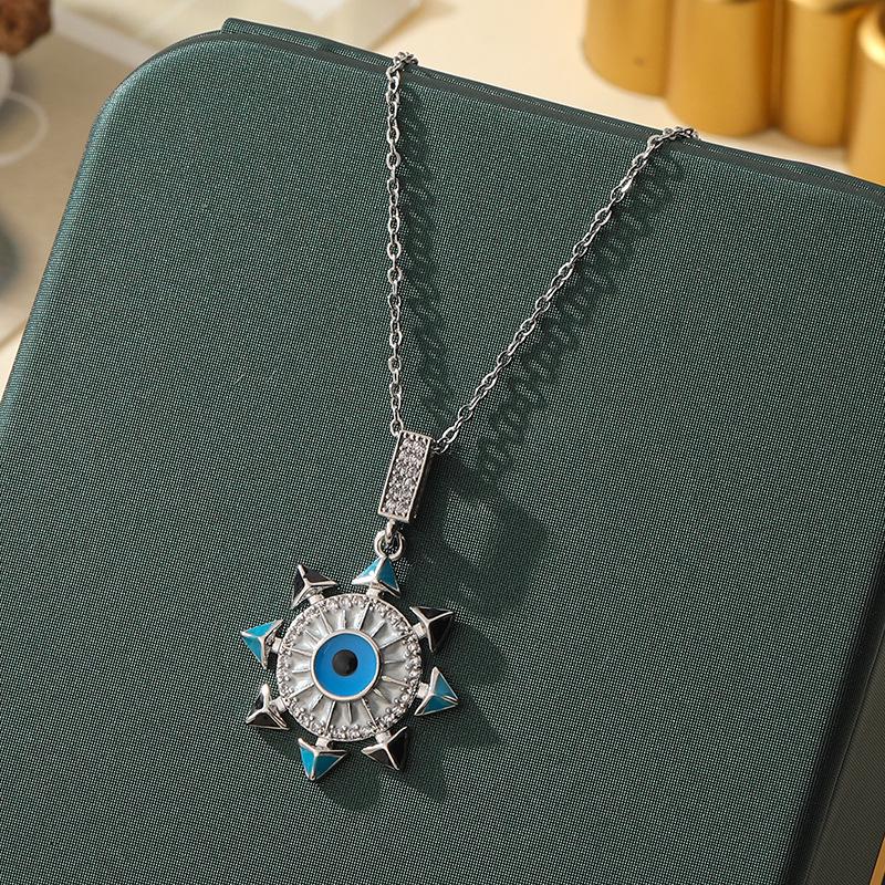 Beliebte Halskette mit blauem bösen Blick aus Titanstahl für Damen – Vielseitiger und personalisierter Schlüsselbeinkettenschmuck